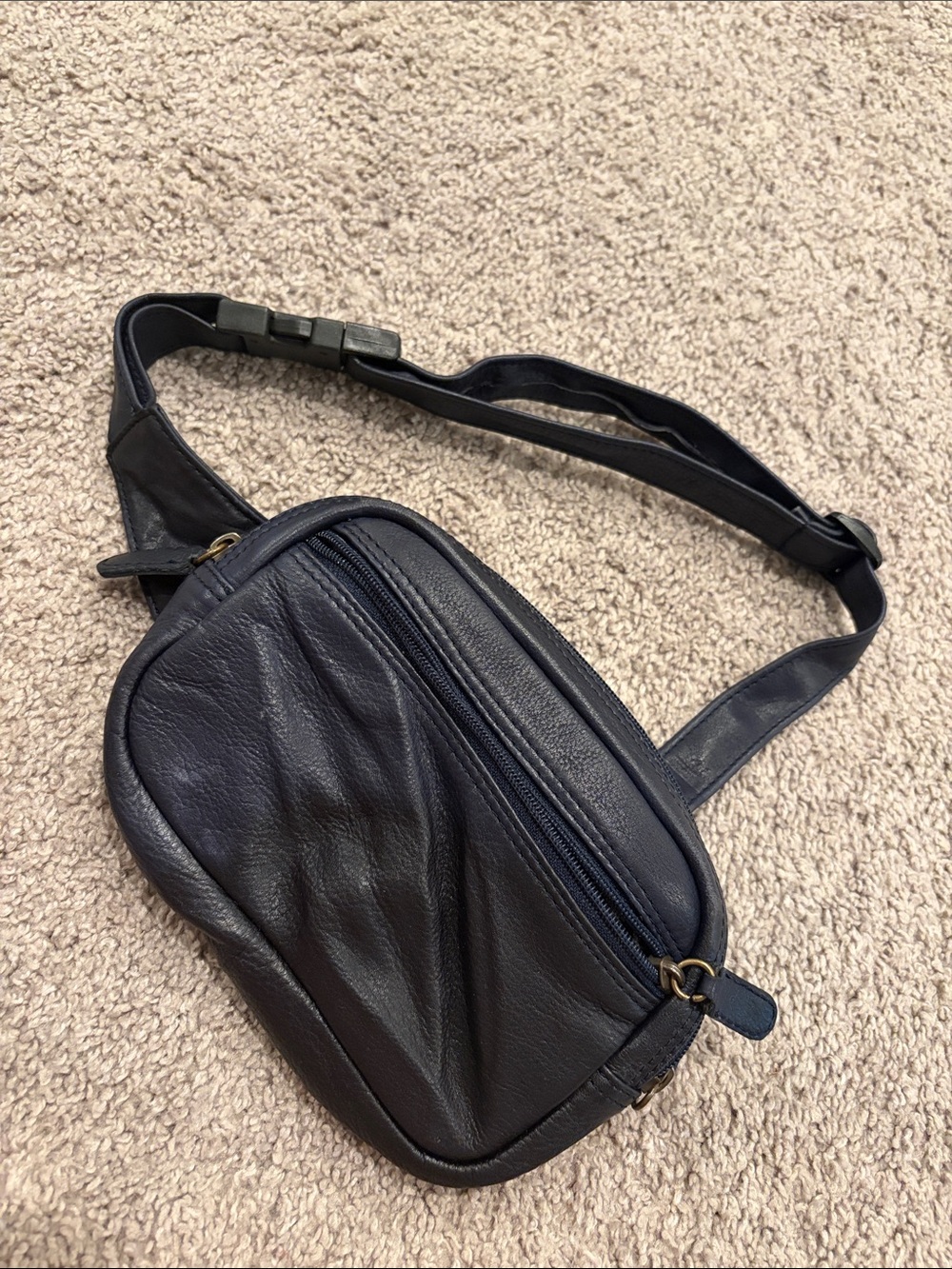 Vintage Green Fields leather belt bag navy